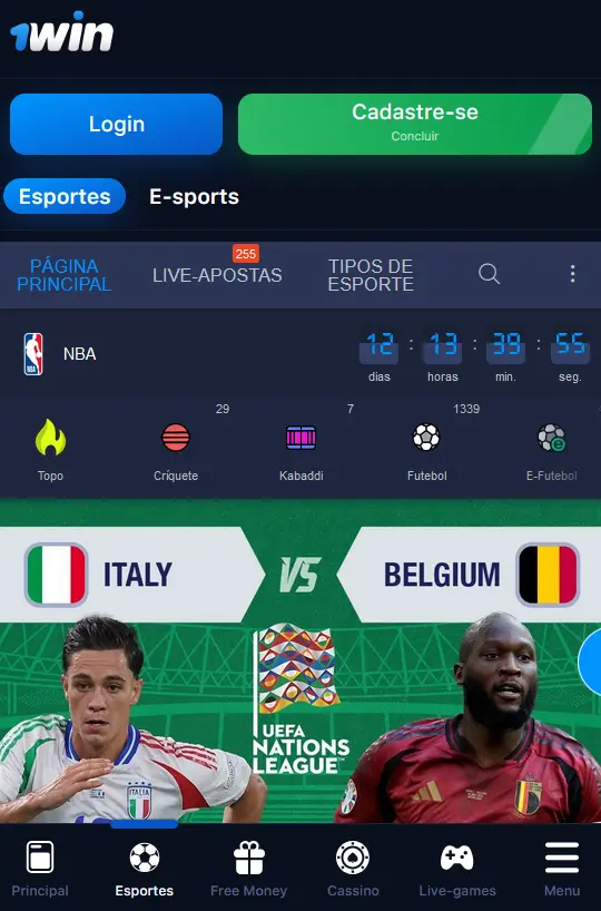 Aplicativo 1Win no iOS
