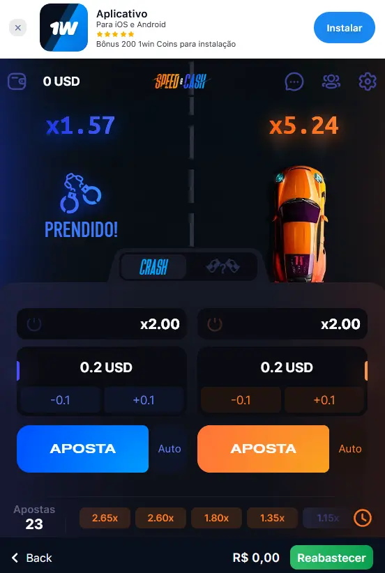 As principais etapas do jogo Speed n Cash no 1Win