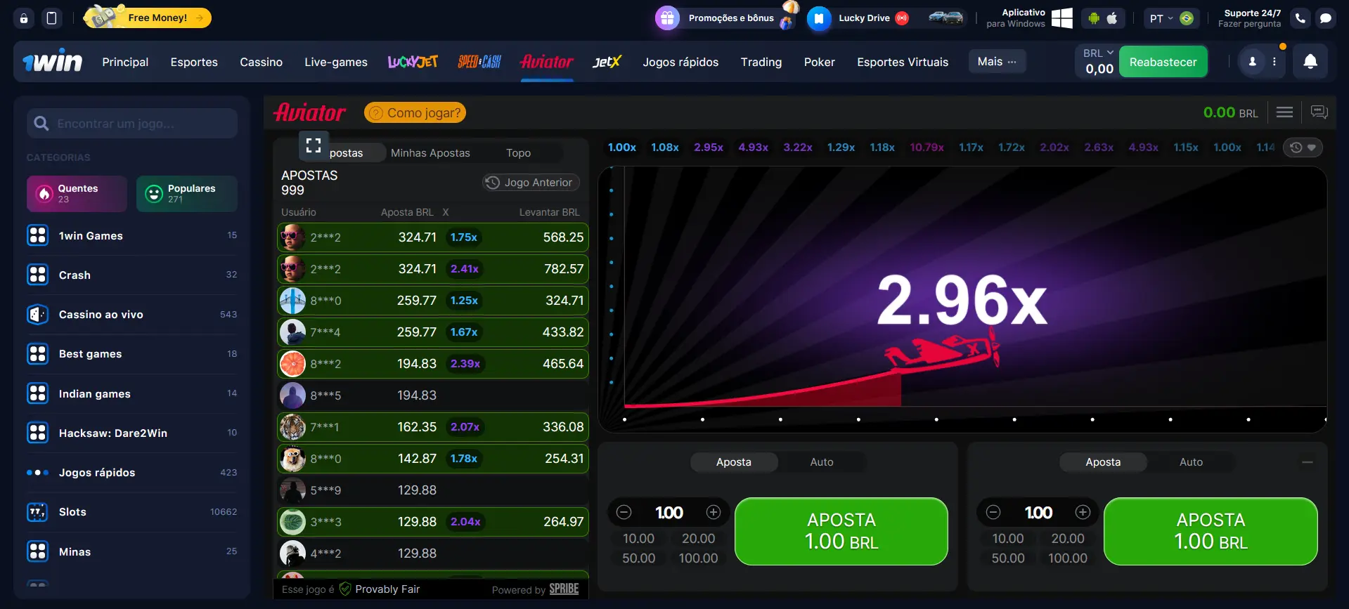 Aviator em 1Win